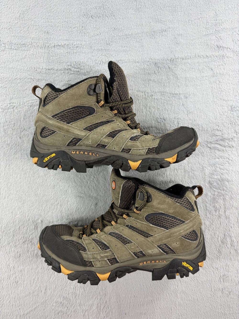 Merrell Mens Size 8 Moab Mid Hiking Boots Brown Vibram Outdoor Trail